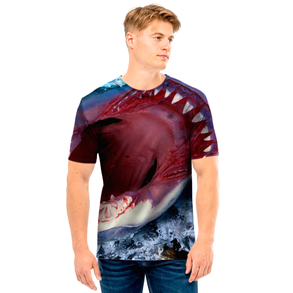 Angry Shark Print Men’S T-Shirt