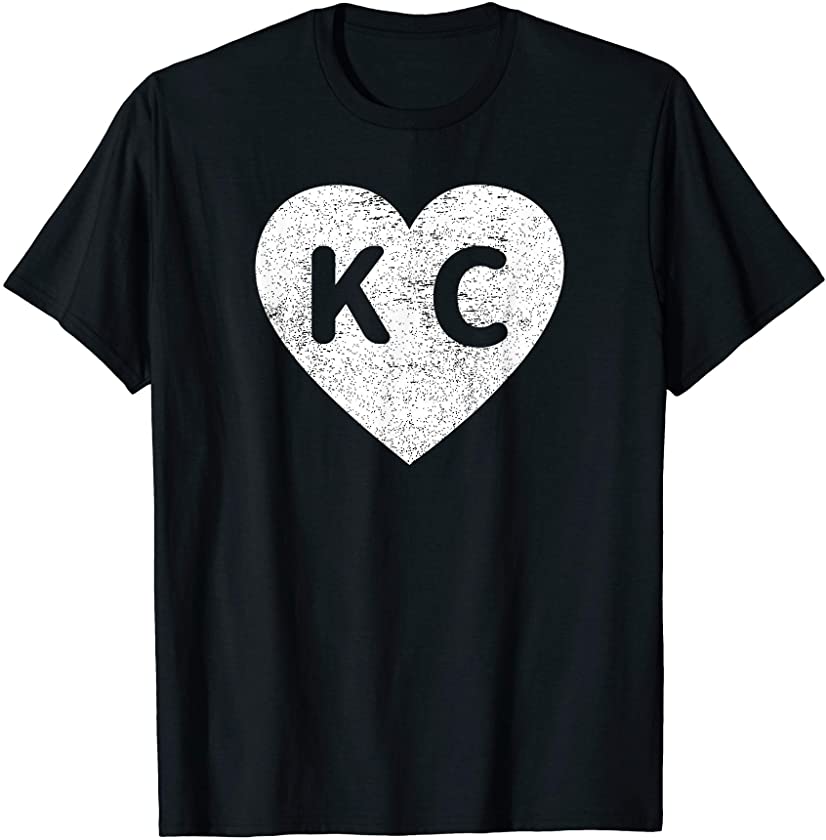 Vintage Distressed Love Kansas City KC Heart Print T-Shirt