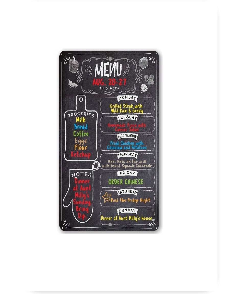 Kitchen Menu Chalkboard- 8″ x 12″ or 12″ x 18″ Aluminum Tin Awesome Metal Poster