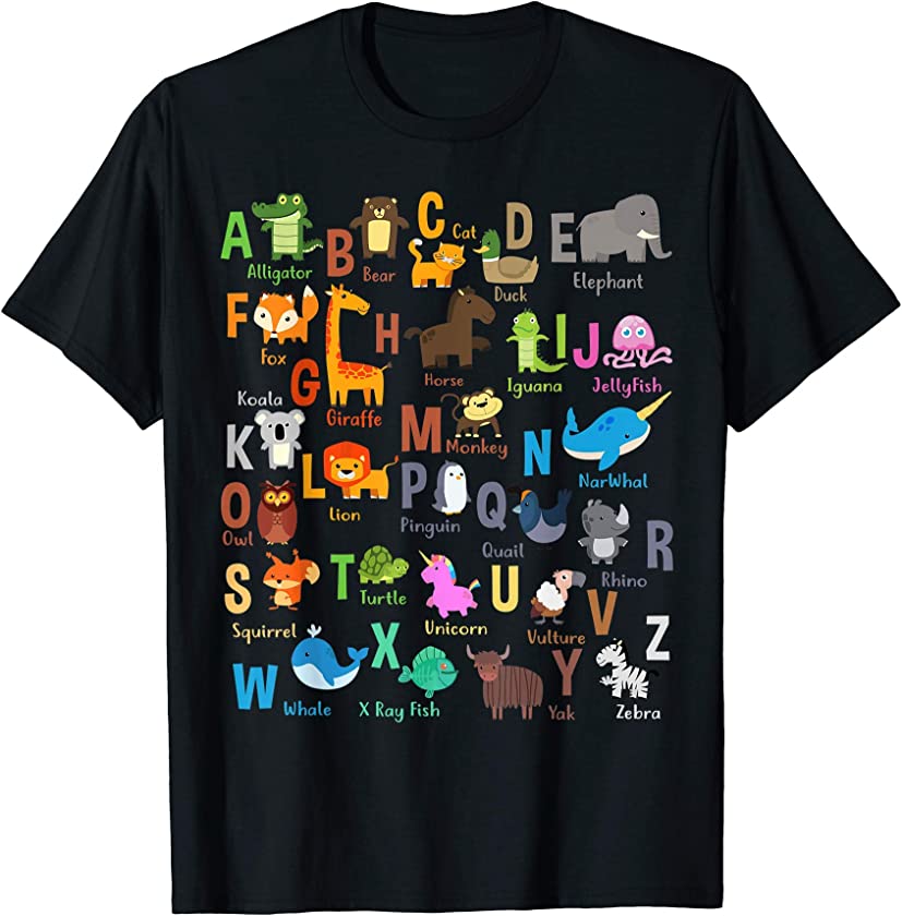 Alphabet Animal ABCs Learning Shirt Kids Begin Learn Gift T-Shirt