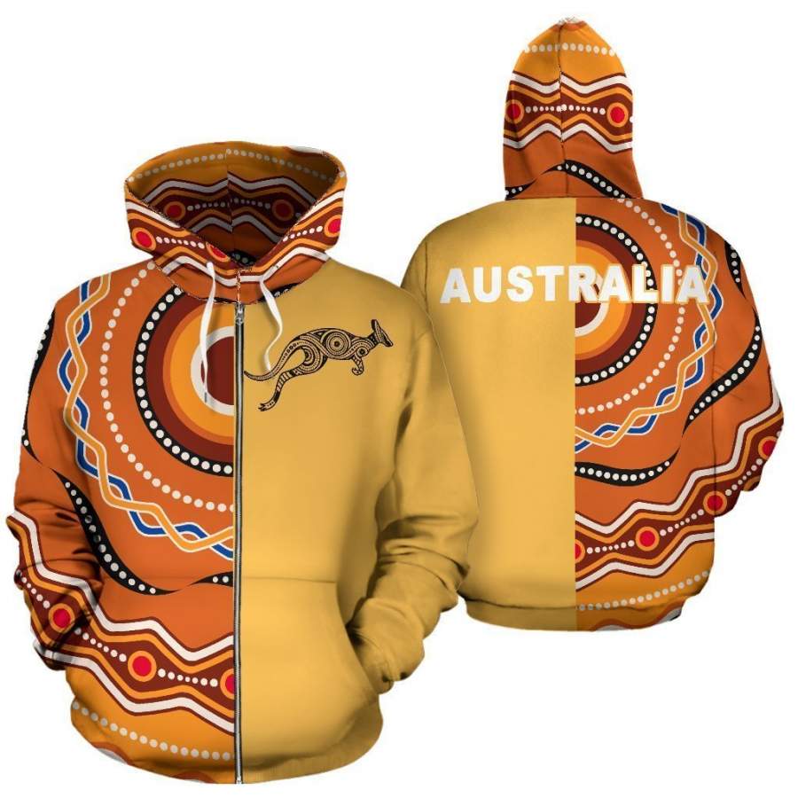 3D All Over Printed Australia Hoodie Kangaroo Aboriginal PL