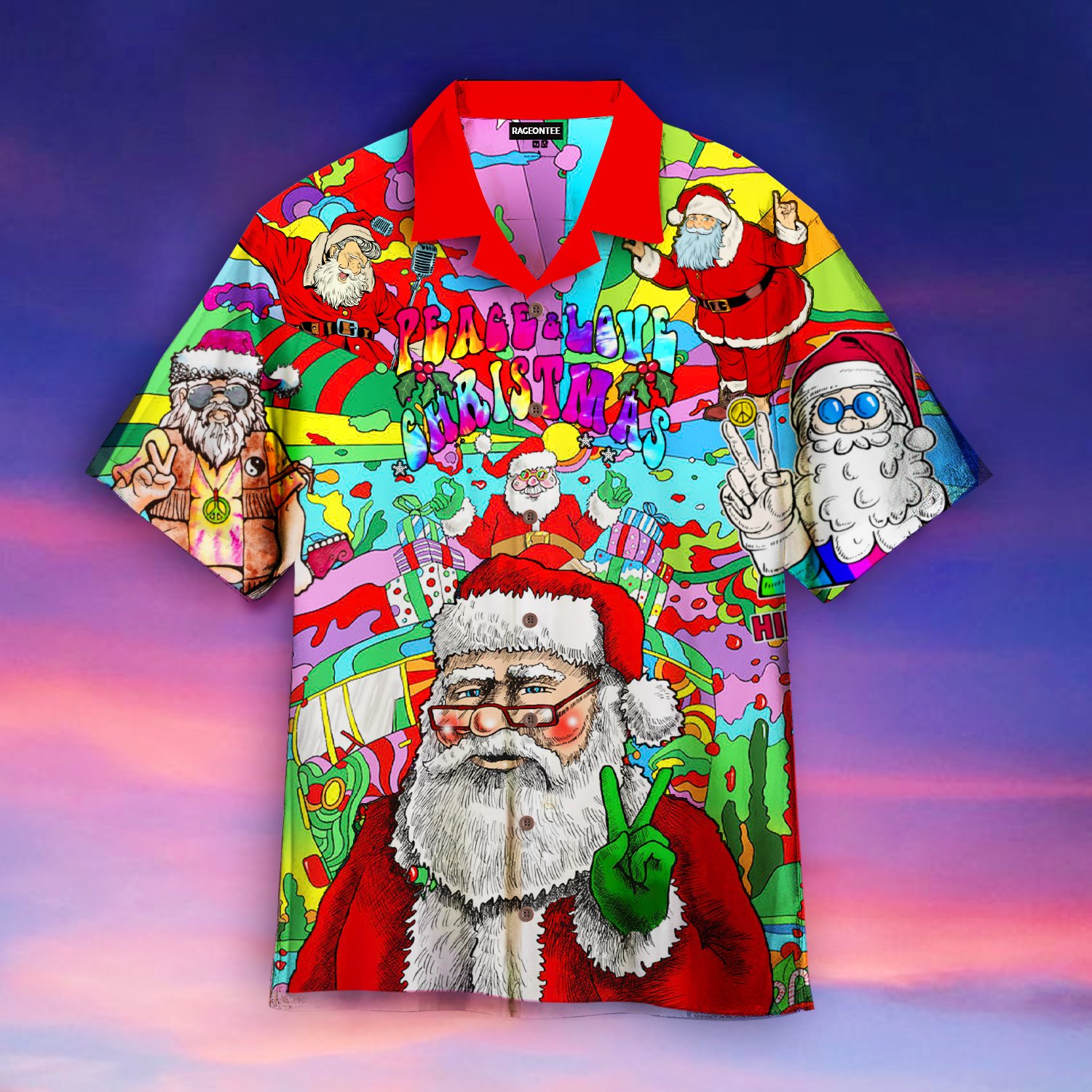 Hippie Santa Claus Christmas Hawaii Shirt Unisex Adult Ha59944