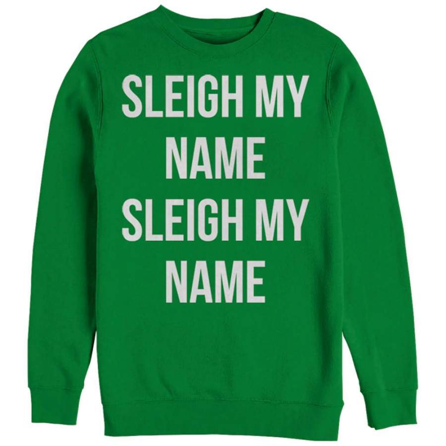 CHIN UP Women’s Christmas Sleigh Name Bold  Sweatshirt Kelly Green S