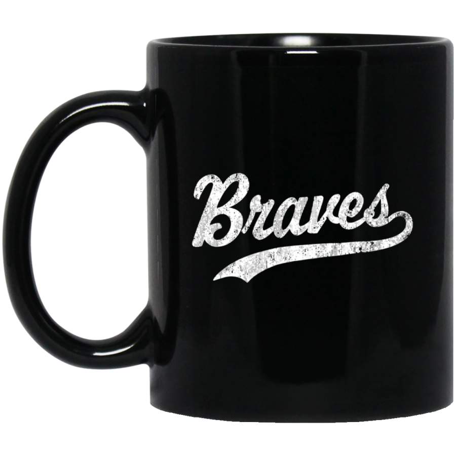 Braves Mascot Vintage Sports Name Mug Design 11 oz 15 oz Black Mug