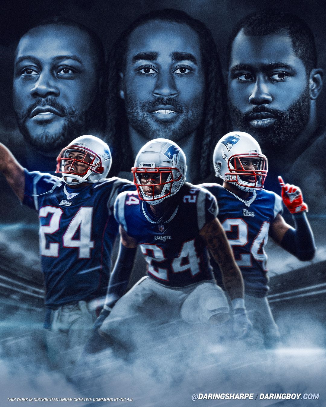 New England Patriots #24 Ty Law Stephon Gilmore Darrelle Revis Poster For Fans poster canvas