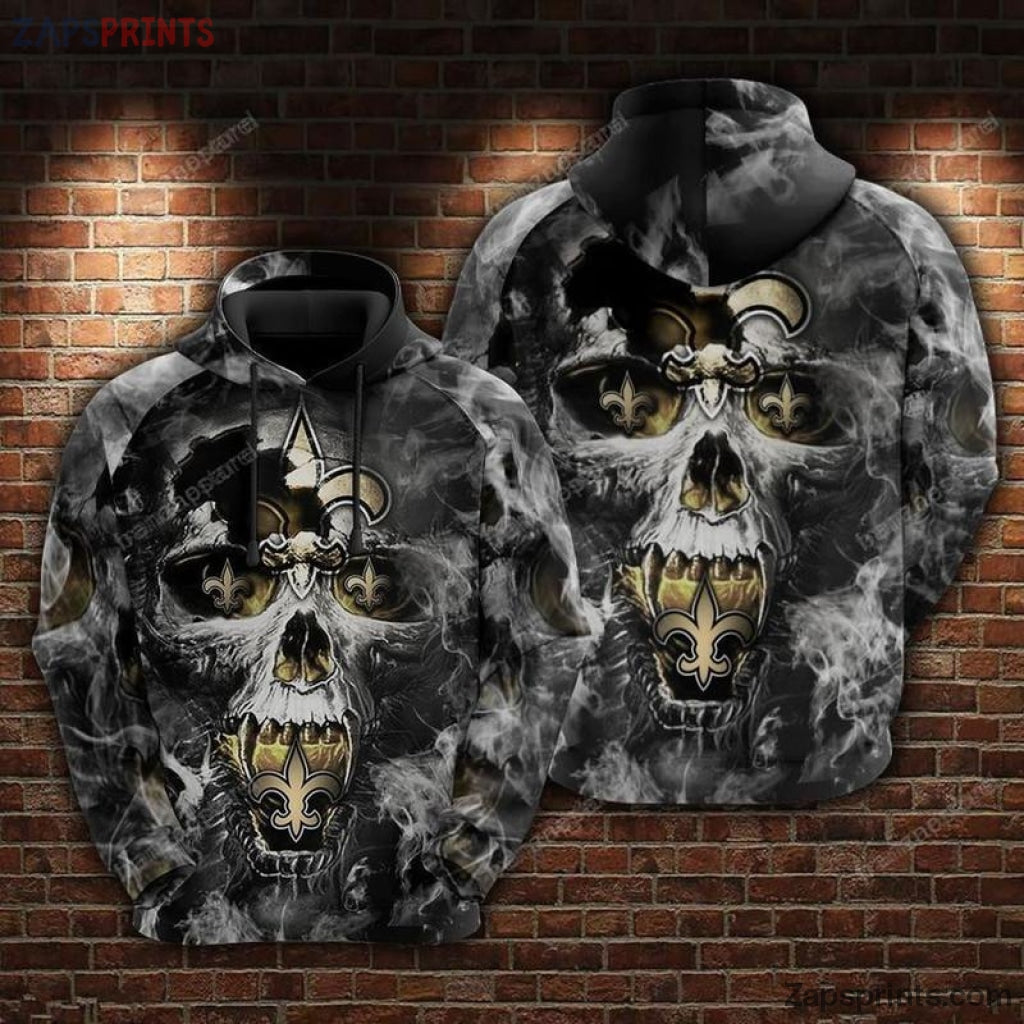 New Orleans Saints Skull 3 D Hoodie V7 Gift For Fan Football Lovers