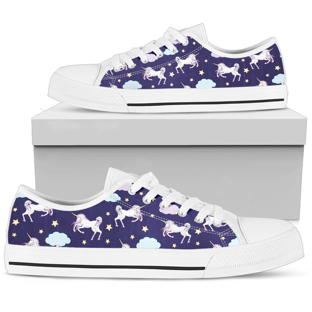 White Unicorn Star Women Low Top Shoes