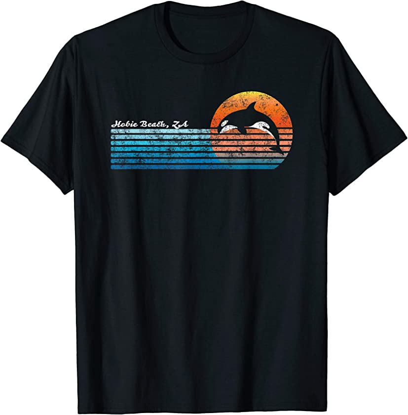 Vintage Hobie Beach, South Africa Retro 80s Orka Sunset T-Shirt