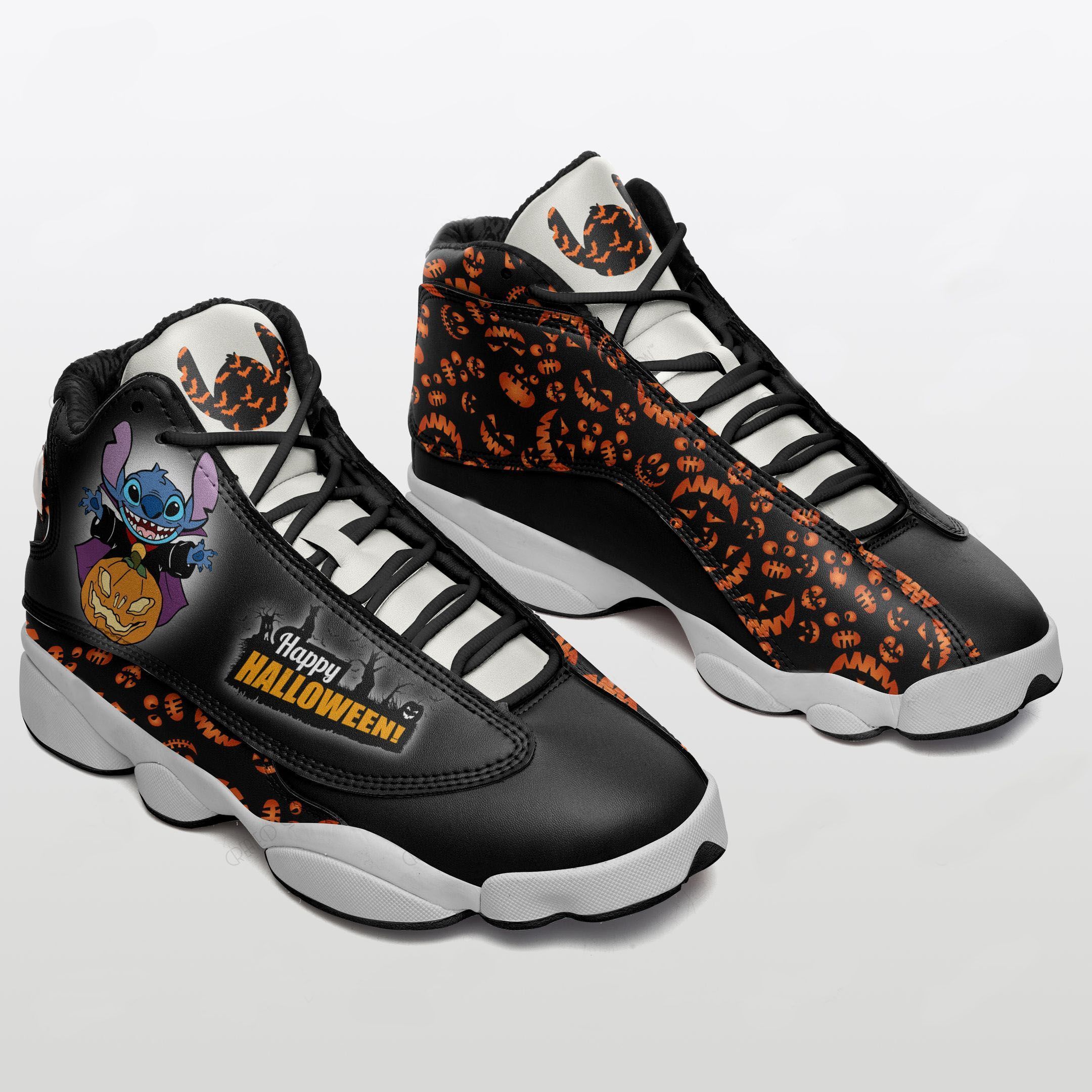 Stitch Pumpkin Happy Halloween Jordan 13 Shoes – JD 13 Sneakers