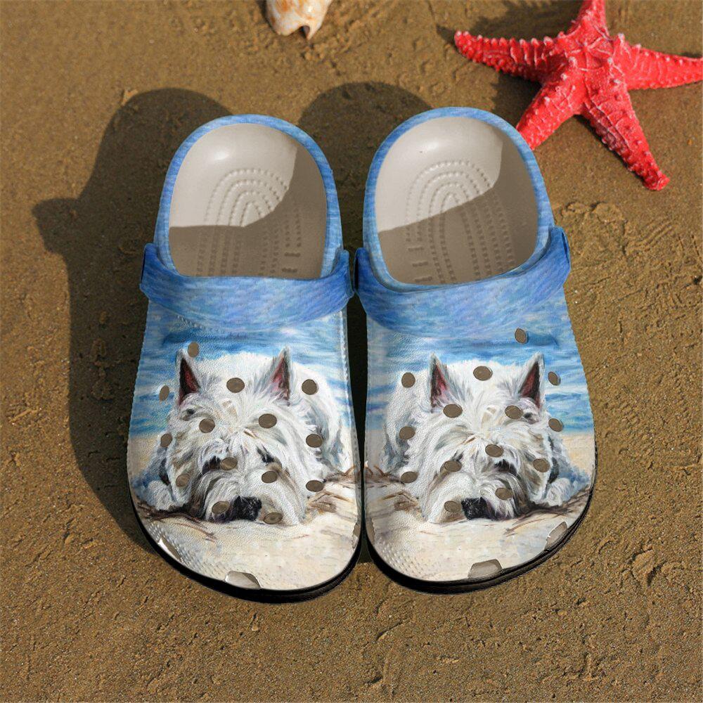 Westie Dog Personalized Clog, Custom Name, Text, Color, Number Fashion Style For Women, Men, Kid, Print 3D Westie Beach