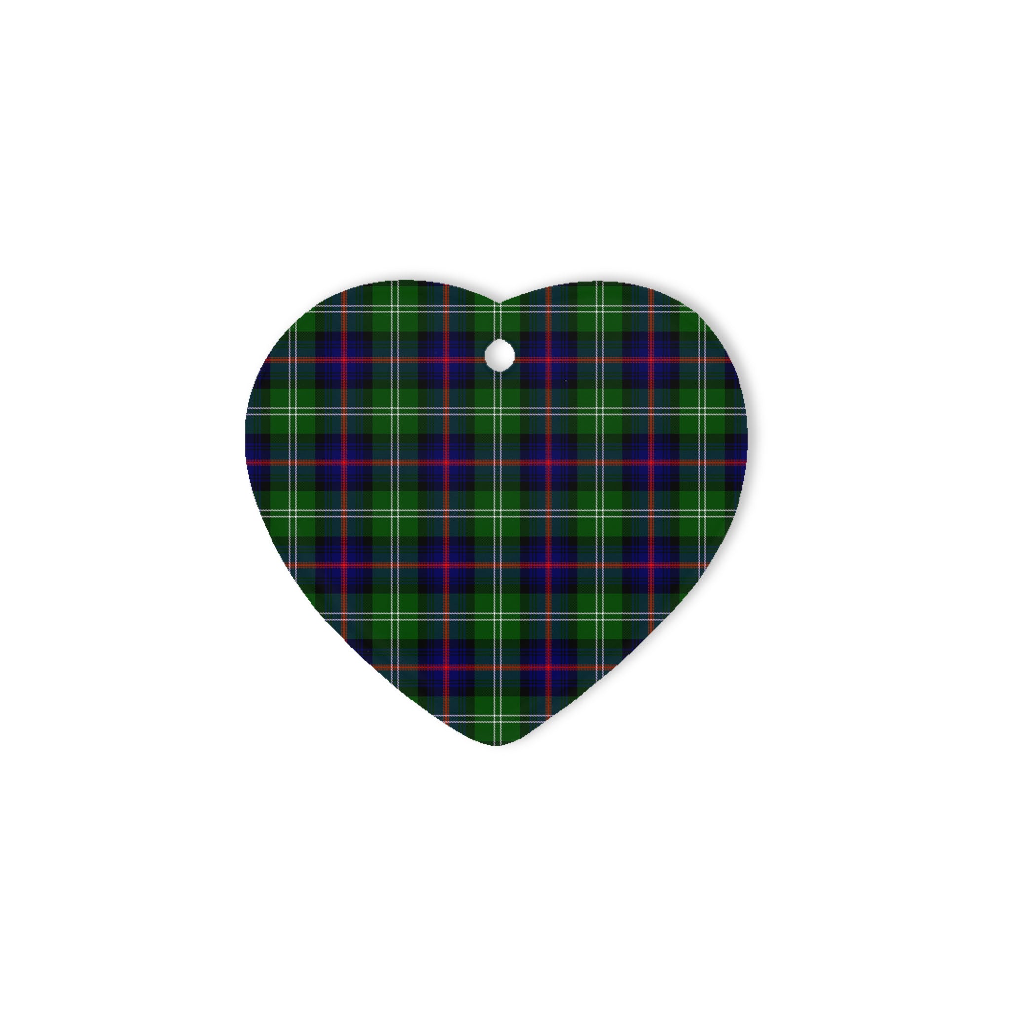 Sutherland Modern Tartan Heart Ornaments, Christmas Tree Ornament, Plaid Christmas Ornaments, Ceramic Heart Christmas Tree Decoration