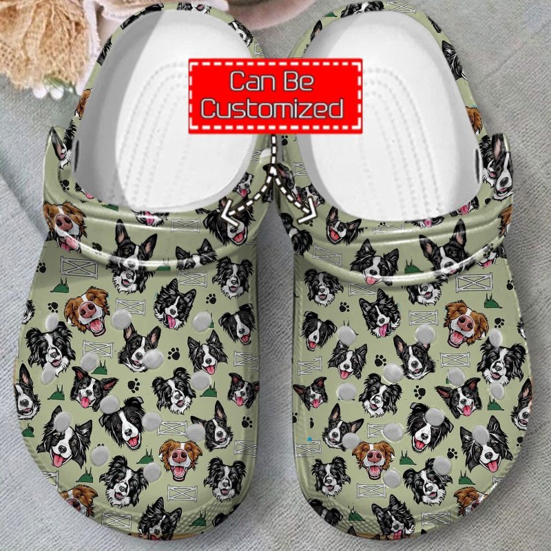 Border Collie Pattern clog Shoes Animal Print