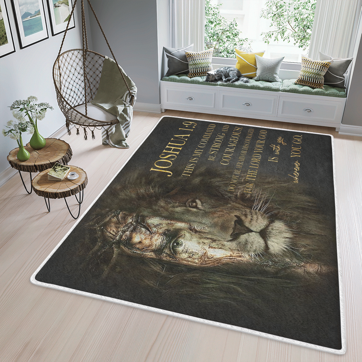 Wooni Jesus Lion Of Judah Area Rug, Rectangle Rug Wn23022234