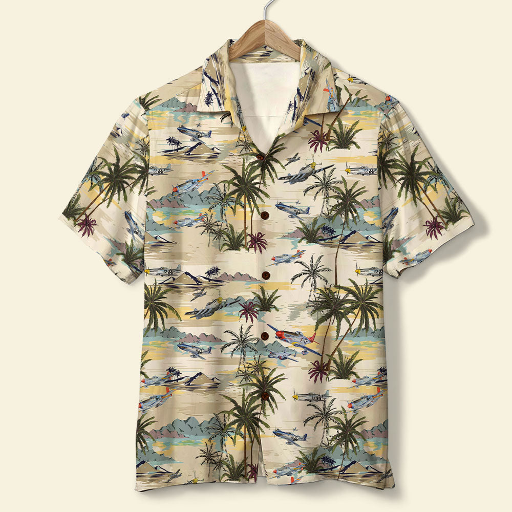 Aircraft Palm Tree And Island Pattern Hawaii Shirt Ha65566