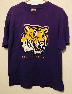 Vintage 90S Lsu Tigers Red Oak Purple Crewneck Shirt S Shirt