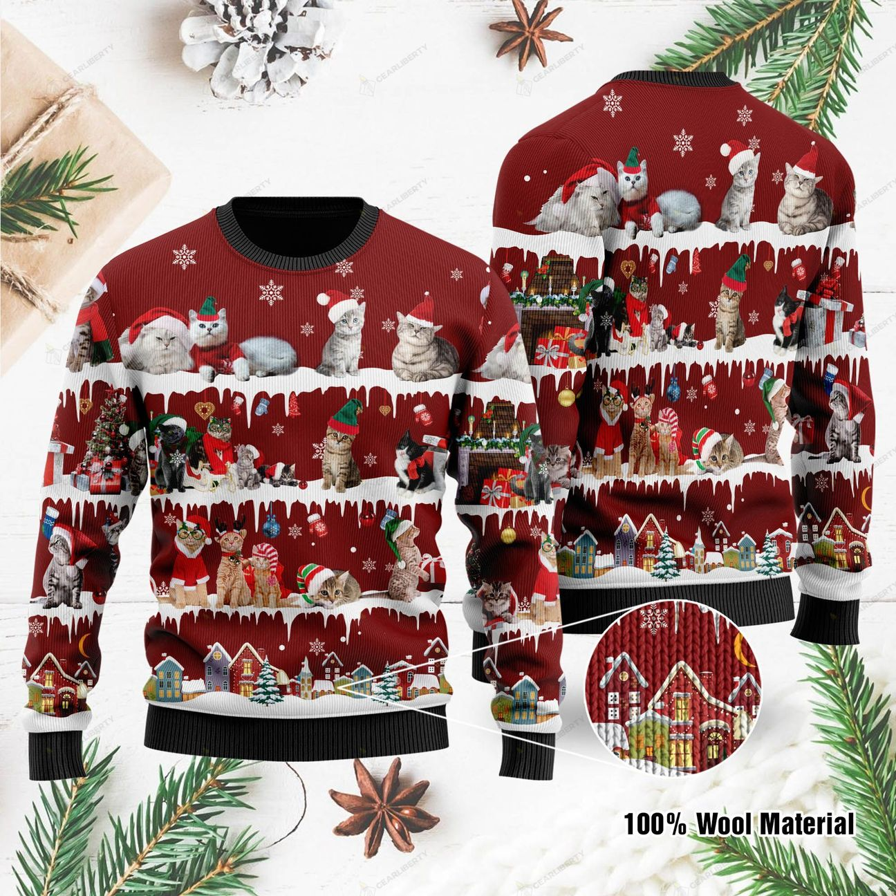 Cat Christmas Ugly Sweater | Unisex | Full Size | Adult | Colorful | US1078