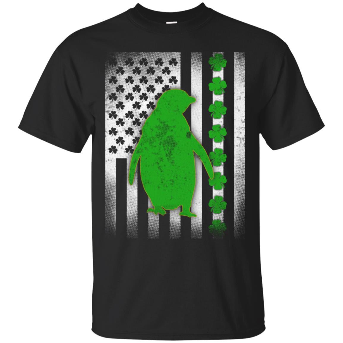 Penguin US flag shamrock St Patricks shirt