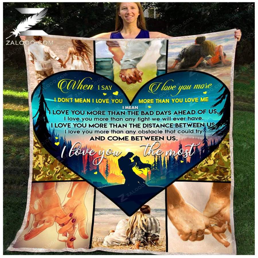 Zalooo – Custom Fleece Blanket – To my Wife – To my Husband – I love you more