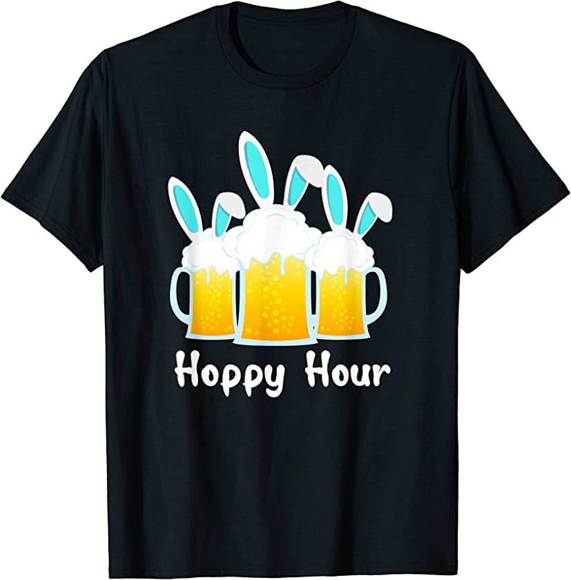 Punny Easter Shirt Happy Bunny Beer Drinking Top Men Women T-Shirt