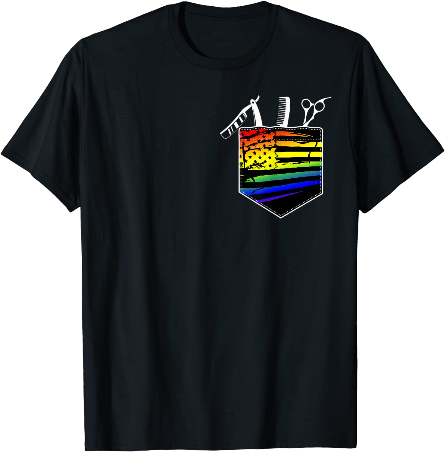 Gay Pride Hairstylists Rainbow Pocket Gay Hairdresser T-Shirt