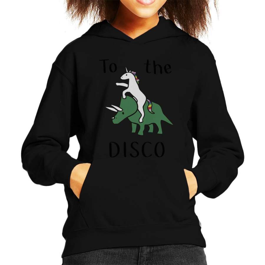 Unicorns Ride Dinosaurs To The Disco Kid’s Hooded Sweatshirt