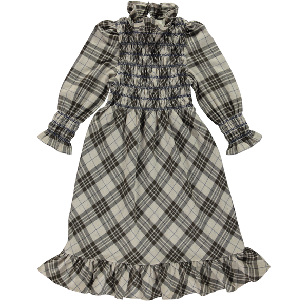 Bebe Brand New Autumn Kids Dresses for Girls Cute Plaid Print Long Sleeve Princess Dress Weddings Baby Children Cotton Clothes alx