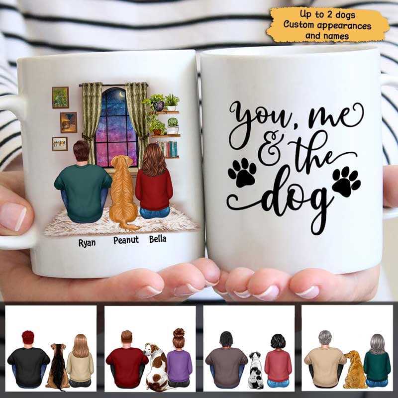 Couple Sitting With Dog In House Gift Personalized Mug