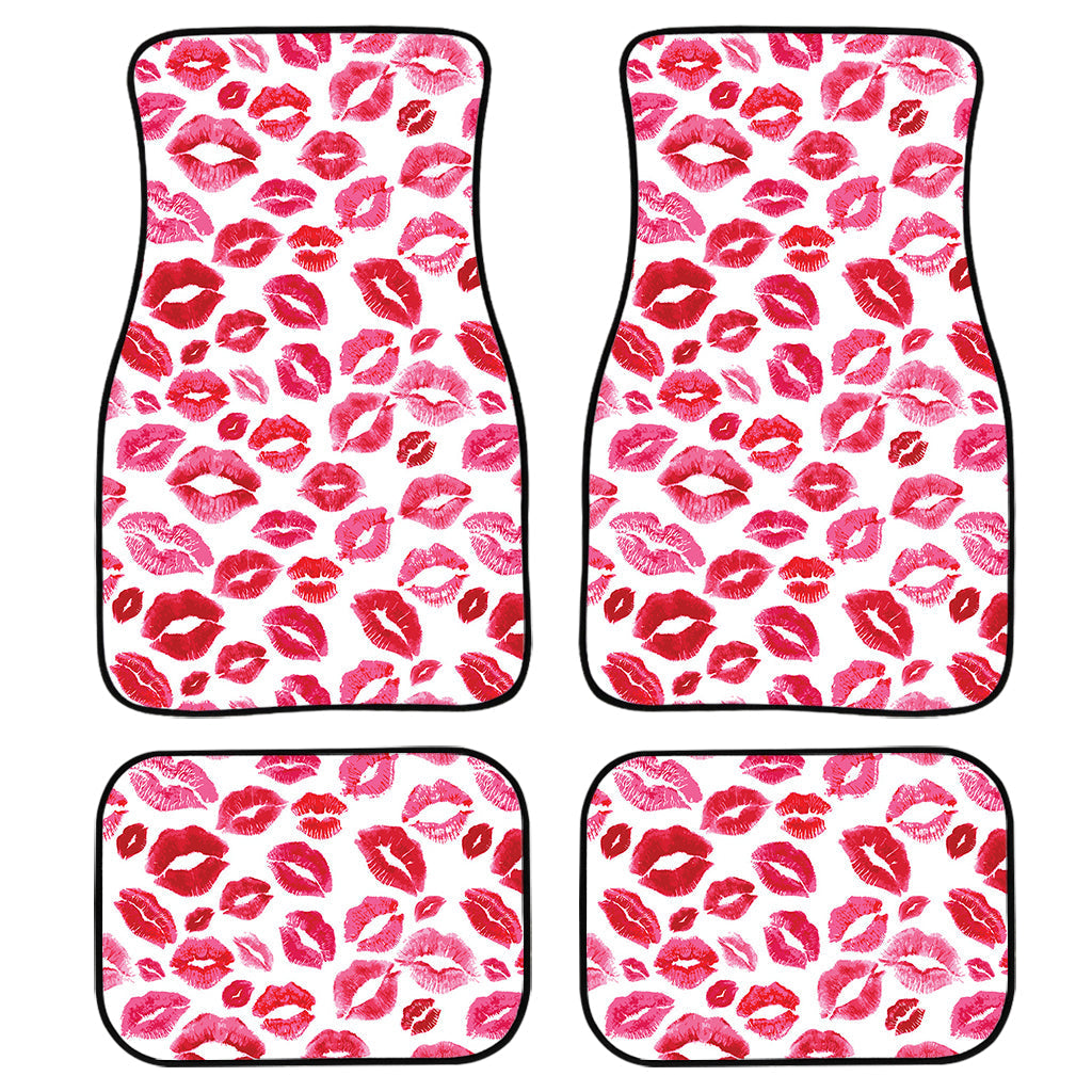 Red And Pink Lips Pattern Print Front And Back Car Floor Mats, Front Car Mat