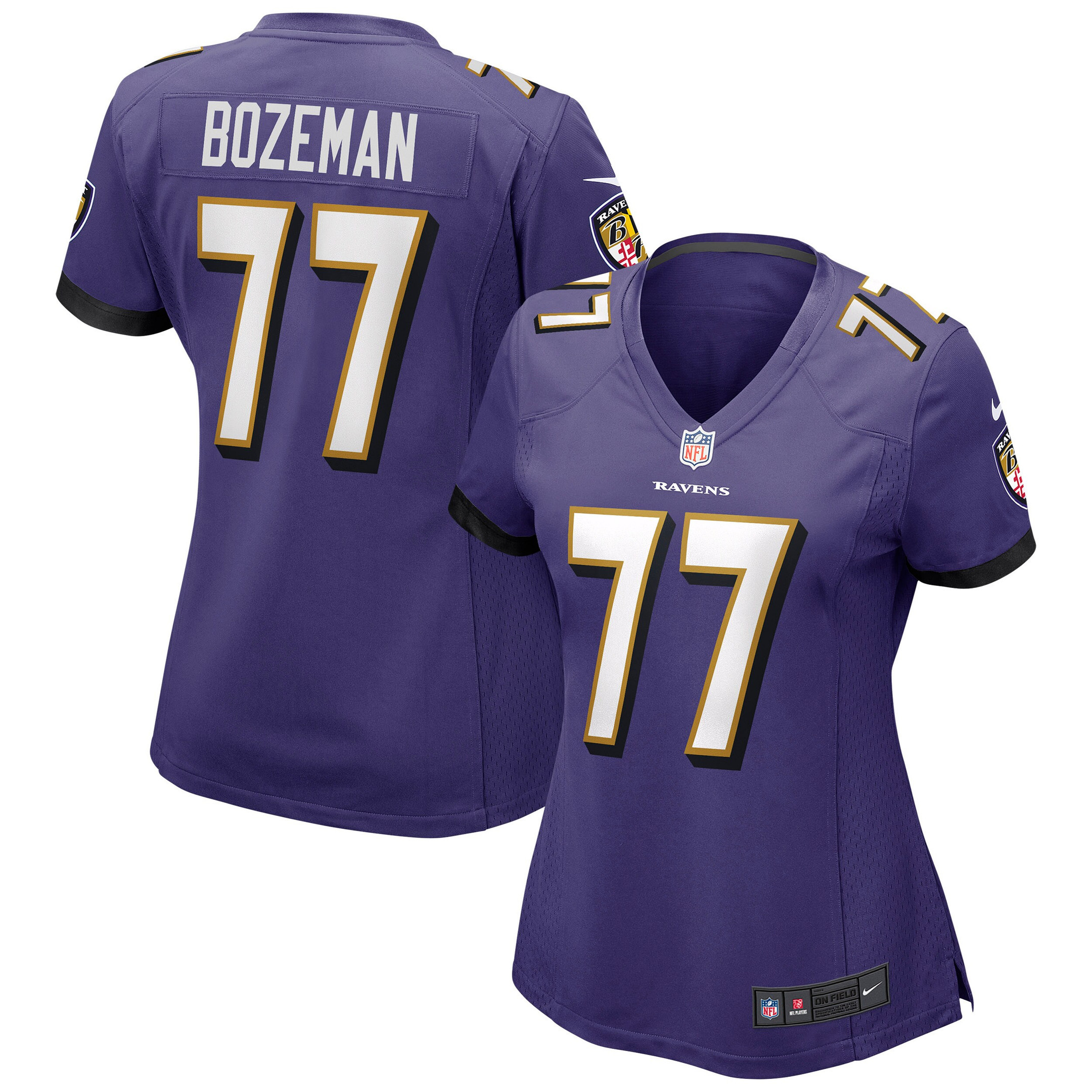 Bradley Bozeman Baltimore Ravens Womens Game Jersey – Purple NFL