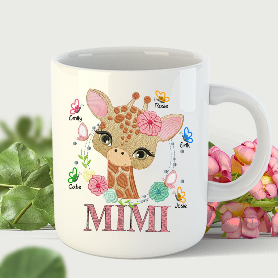 Mimi And Grandkids Giraffe Butterfly Mug