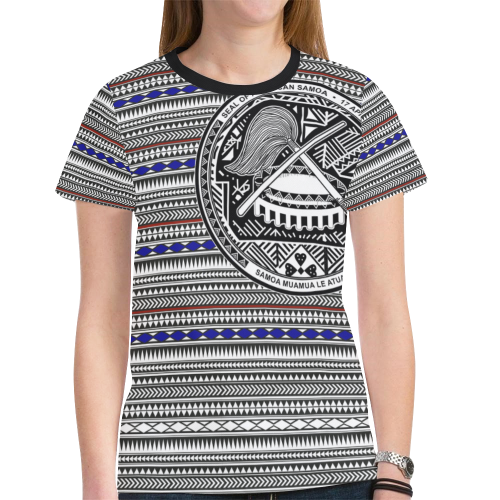 American Samoa T-Shirt – American Samoa Seal Polynesian Pattern -K4 1ST