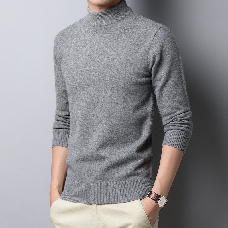 2022 Sweater Warm Men’s Half Turtleneck Solid Color Pullover Fashion Thickening Middle-aged Long-sleeved Top pullover alx