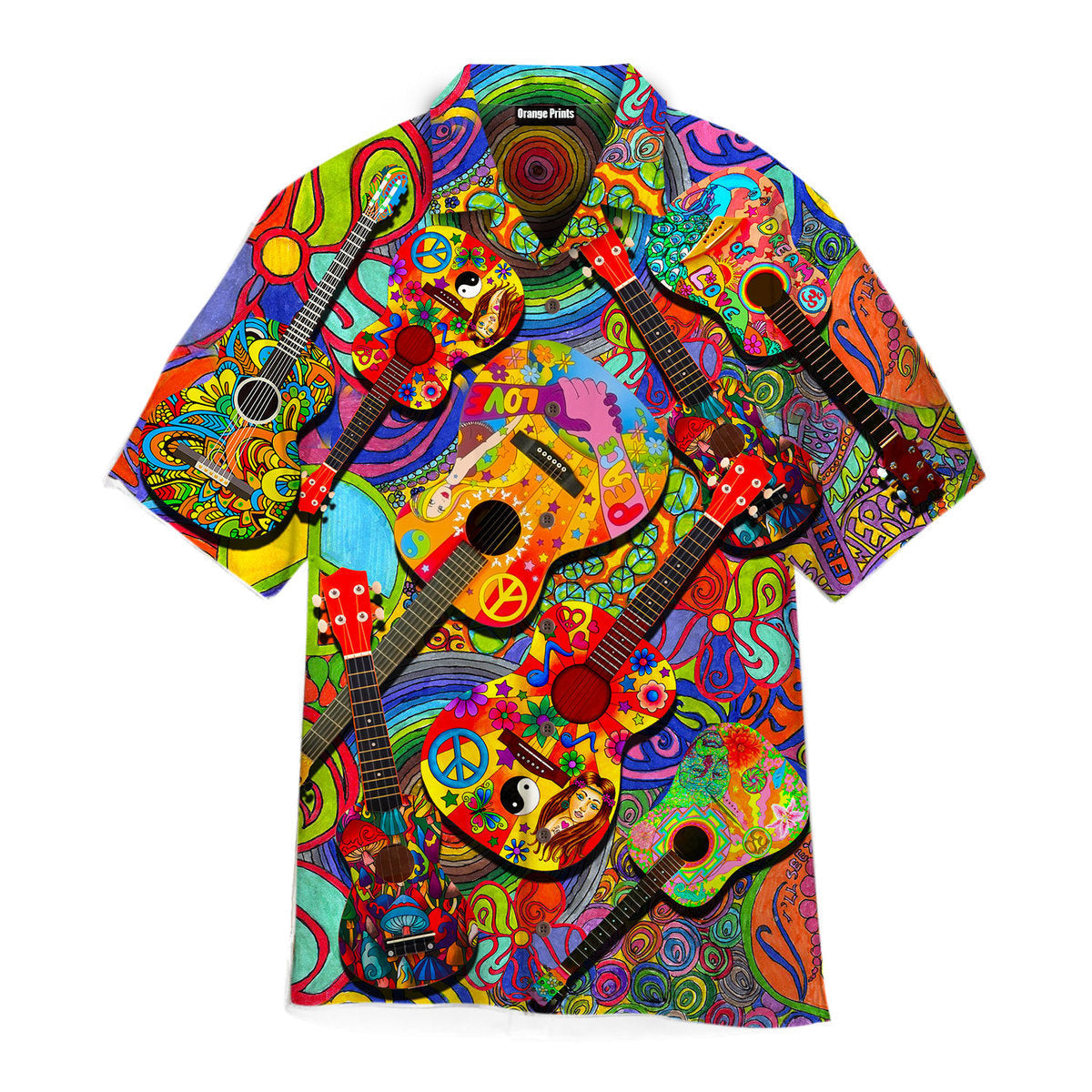 Colorful Guitar Hippie Love Music Aloha Hawaii Shirts For Men Women Ha90855