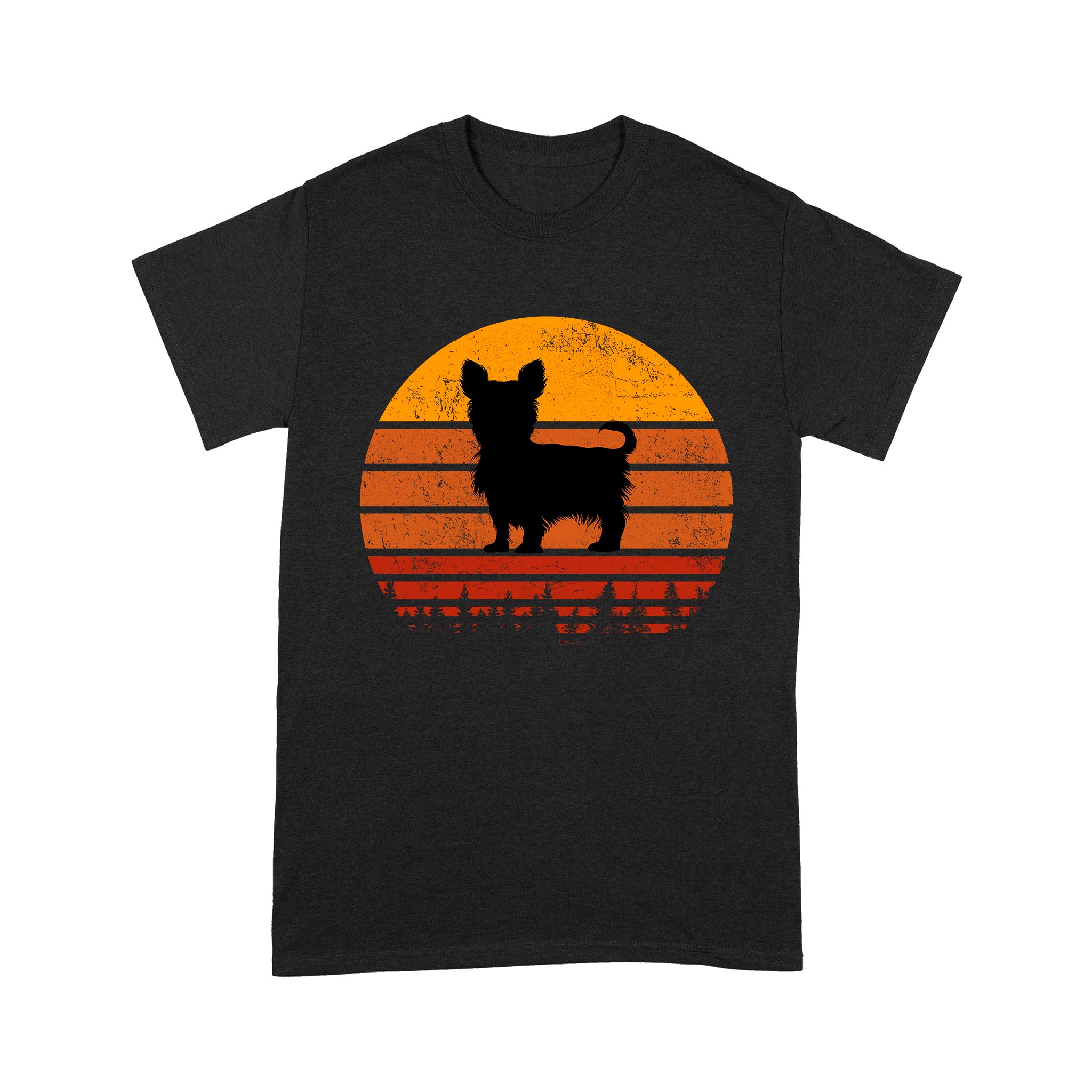 FF Vintage Yorkie Dog Retro Sunset Gift Dog Lovers Men Women – Standard T-shirt