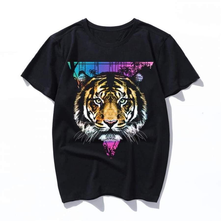 tigris Printed Men T Shirt Women Casual Ulzzang Aesthetic Fun Streetwear Tshirt Tops Short Sleeve Female T-shirt