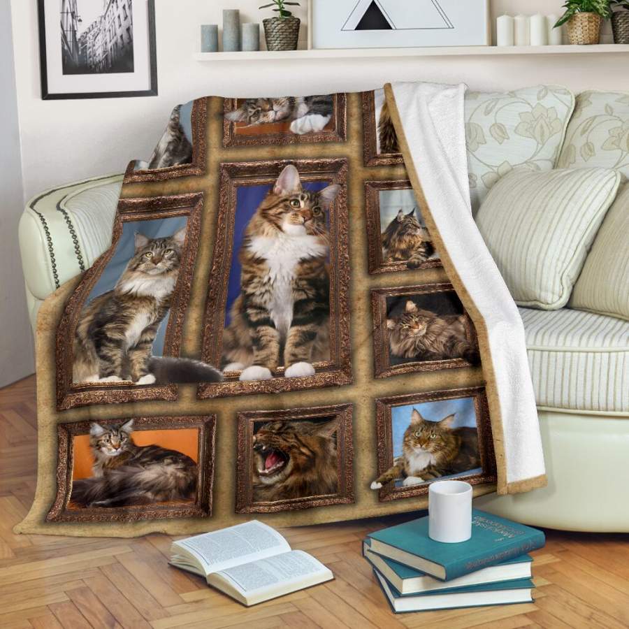 3D Maine Coon Cat Throw Fleece Blanket – 3DTH176