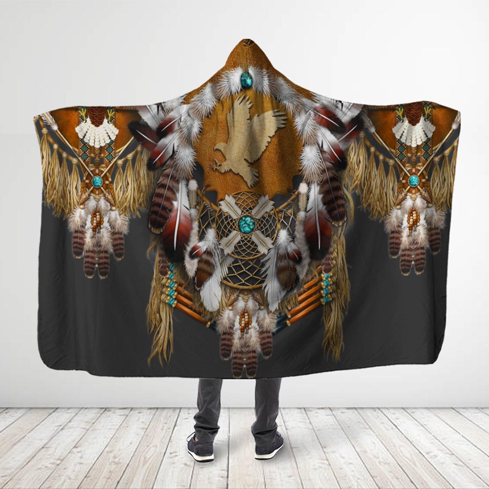Native American- 3D All Over Printed Eagle Dreamcatcher – Hooded Blanket