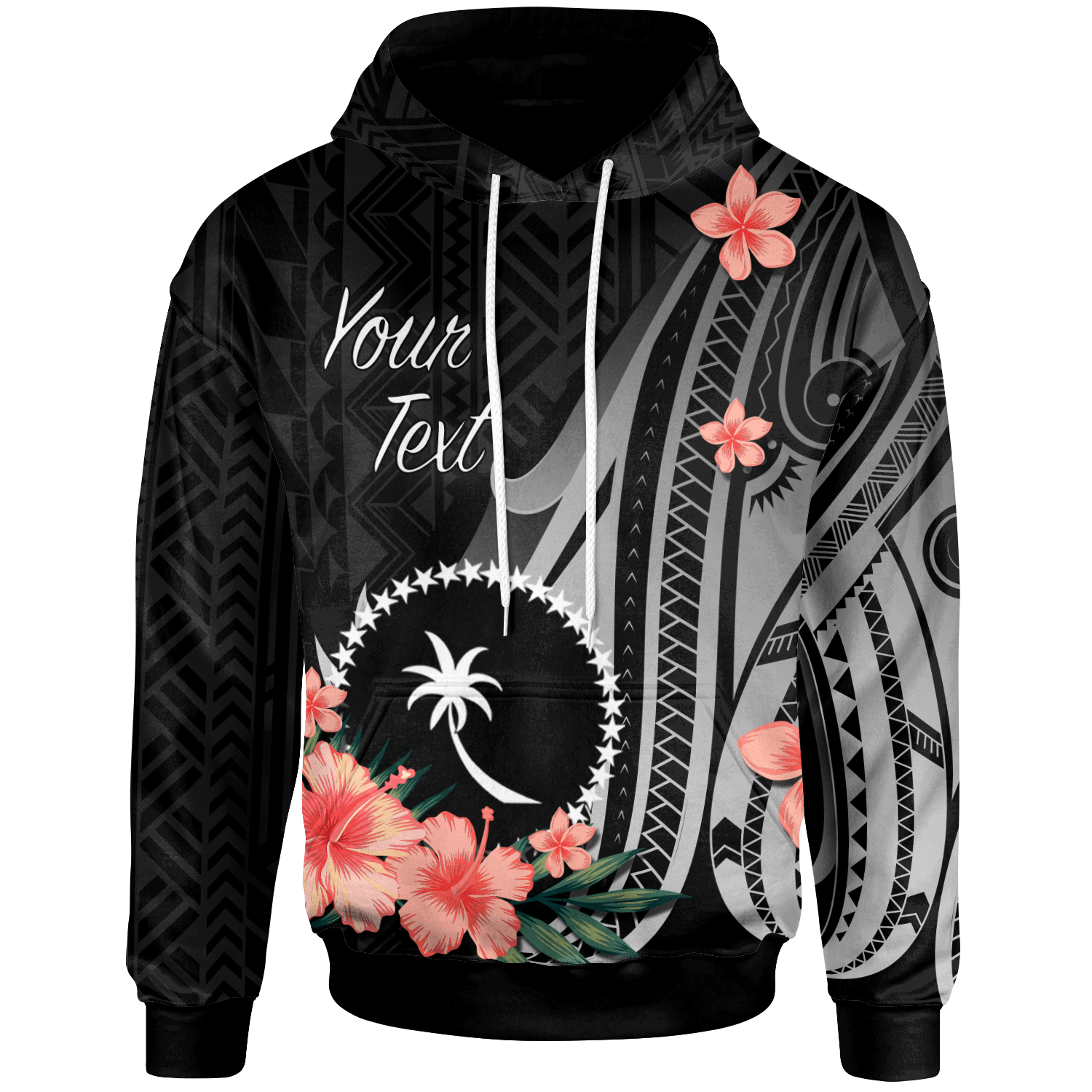 Chuuk Personalised Custom Hoodie – Polynesian Hibiscus Pattern Style – BN27