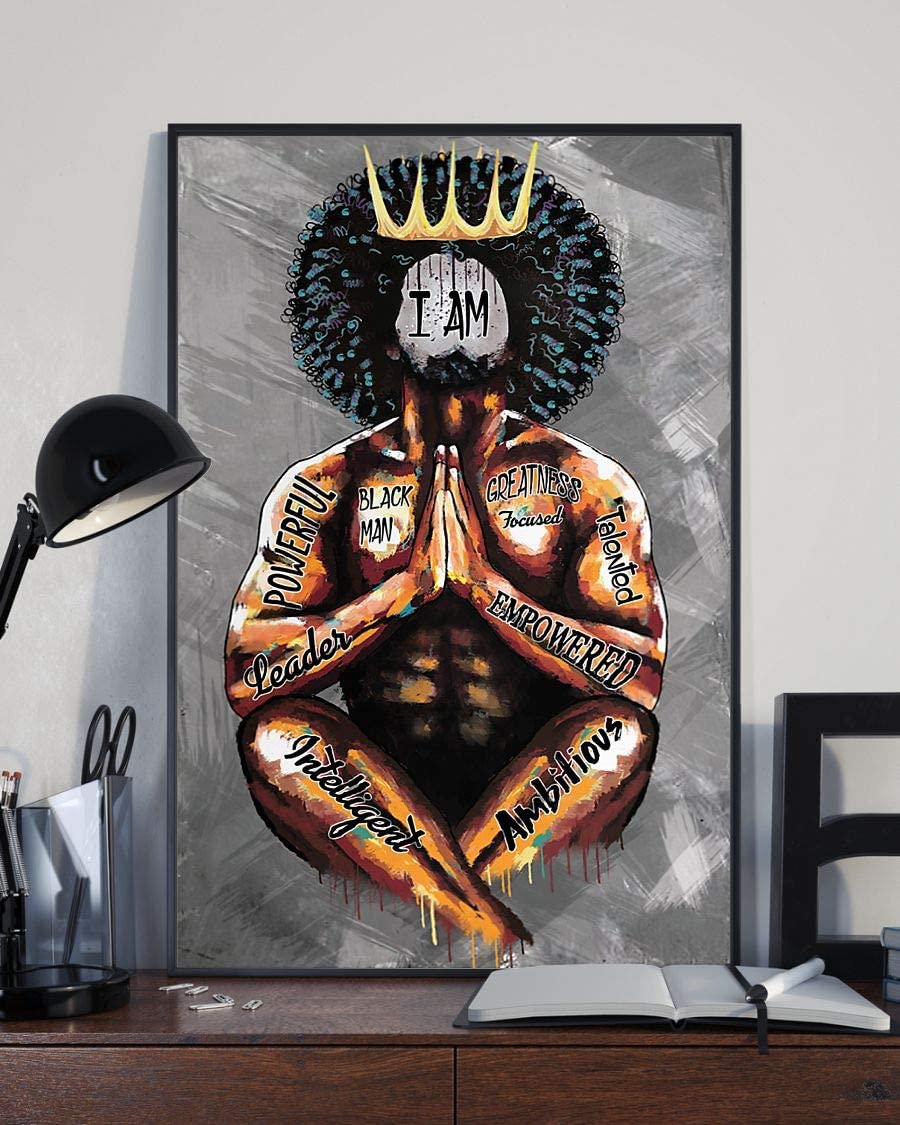 Black King Praying I Am Black Man Poster