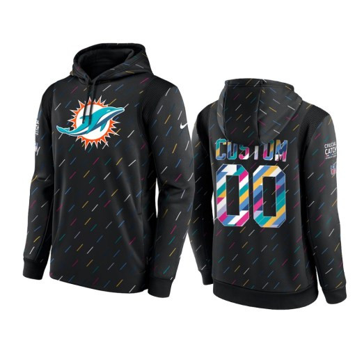 Miami Dolphins Custom Charcoal 2021 Crucial Catch Therma Pullover Hoodie