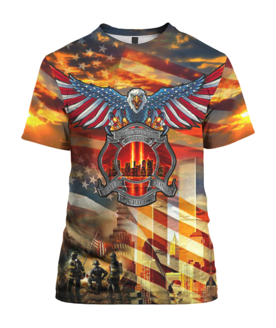 Patriot Day Shirt – Eagle Never Forget 911 All Over Printed