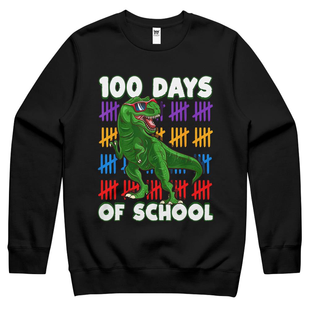 100 Days Of School 100Th Day Dino Crewneck Sweatshirt