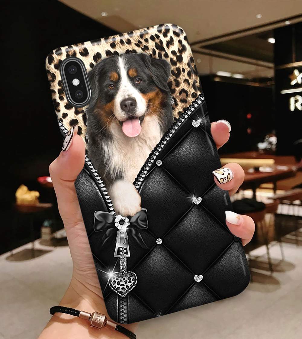 Bernese  Dog Leopard Zipper Silicone Phone Case