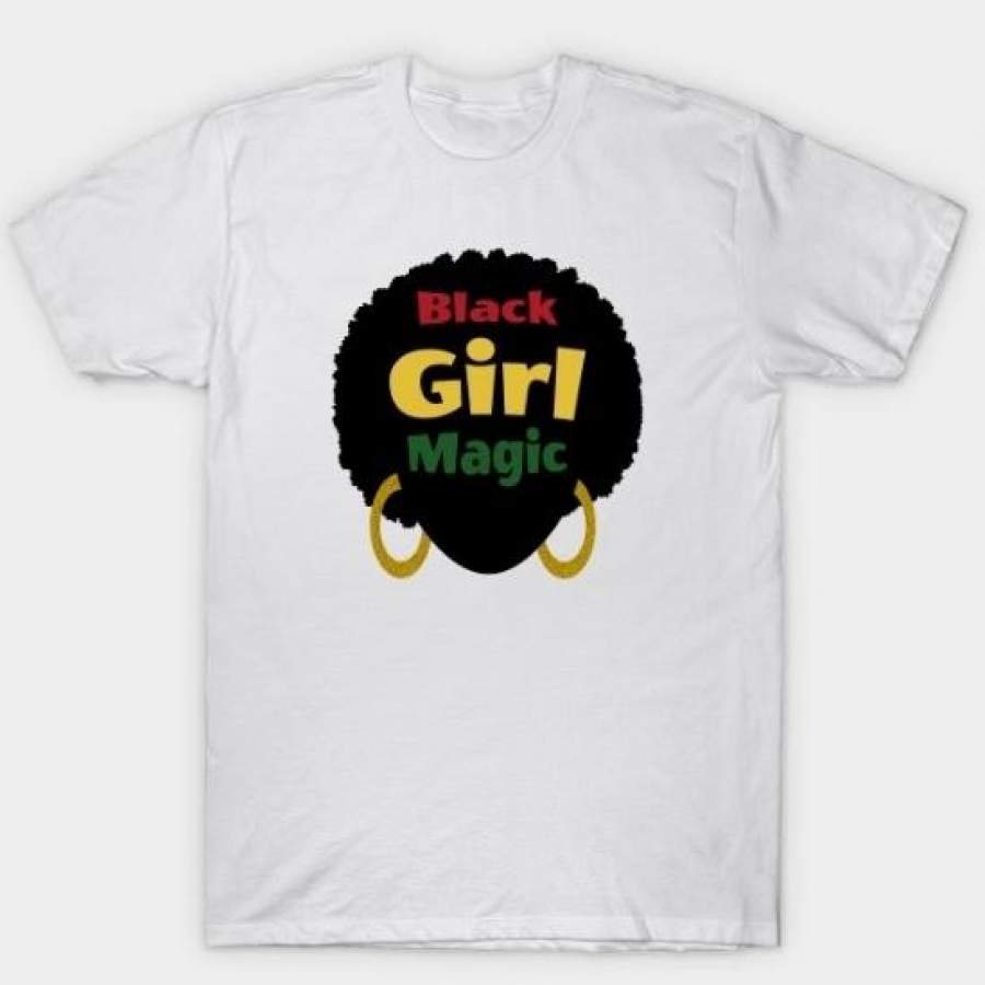 Summer Women’S Cute T-Shirt Black Girl Magic T-Shirt Natural Hairstyle Quote Funny Gift