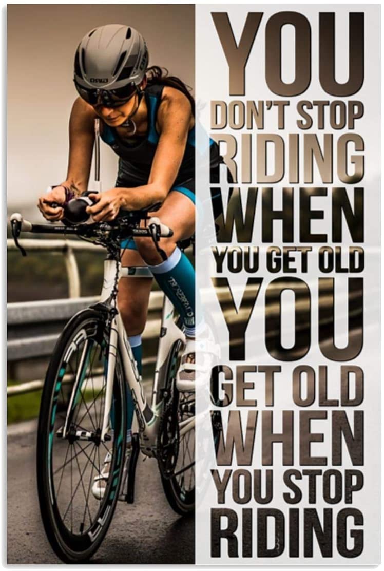 Vintage Cycling Women – Don’T Stop Riding When You Get Old Poster Art Print      Home Decor Gift For Men Women Family Friend On Birthday Xmas