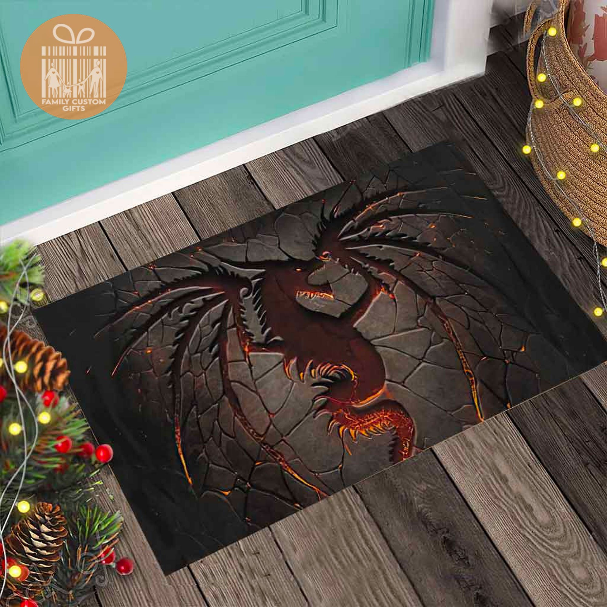 Custom Doormat 3D Dragon Doormat Indoor & Outdoor Mat Welcome Mat Non-Slip Backing