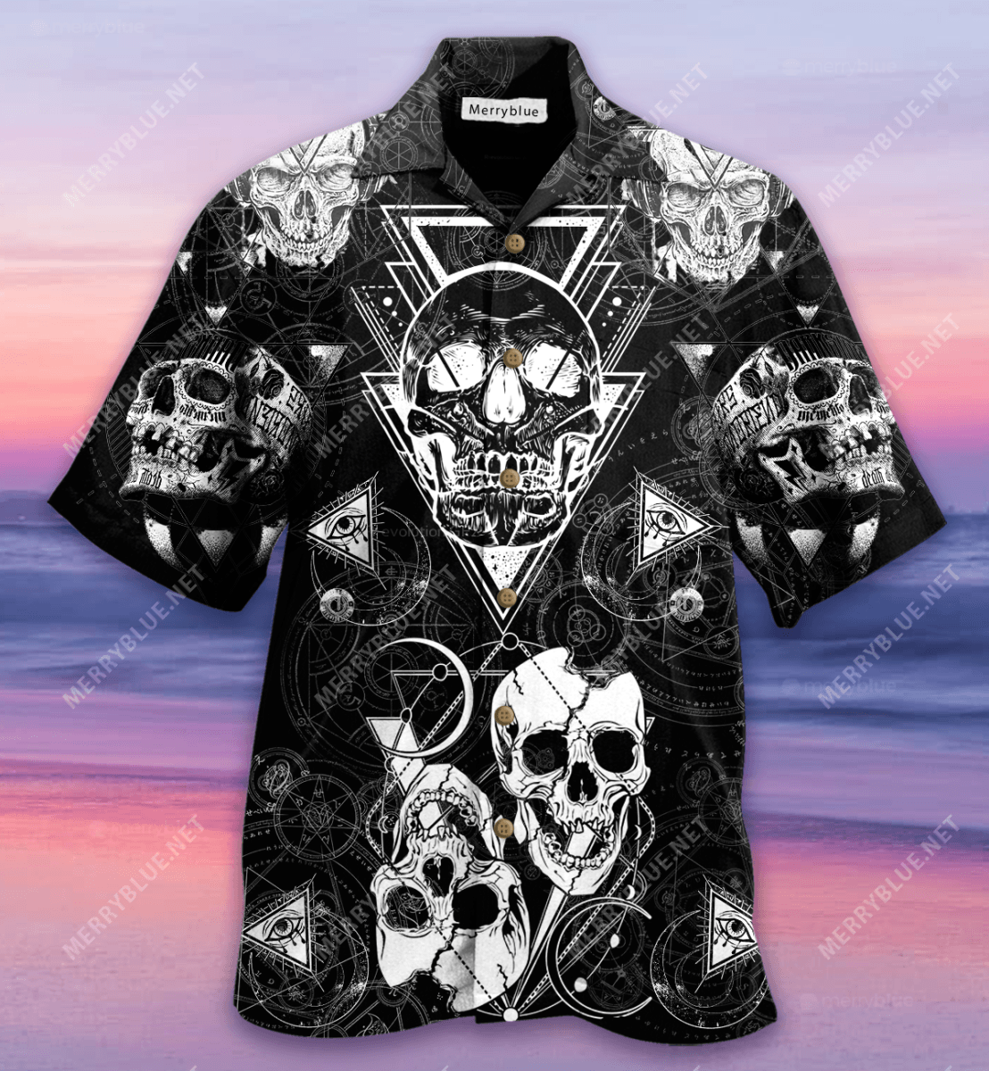 Black And White Sacred Skull Unisex Hawaii Shirt Ha14790