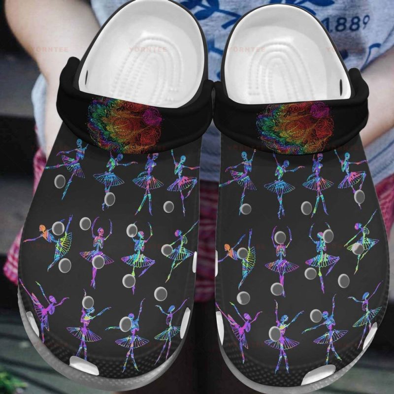 Ballet Colorful Skull Gift For Lover Rubber clog Shoes Comfy Footwear