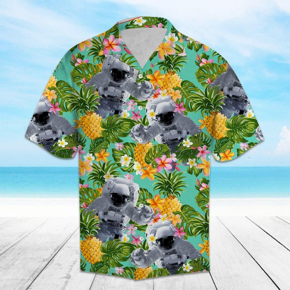 Tropical Pineapple Astronaut Aloha Hawaiian Shirt Colorful Short Sleeve Summer Beach Casual Shirt For Men And Women