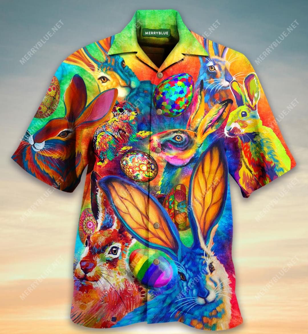 Shop From 1000 Unique Amazing Colorful Art Easter Bunny Unisex Hawaii Aloha Shirts Ha110513